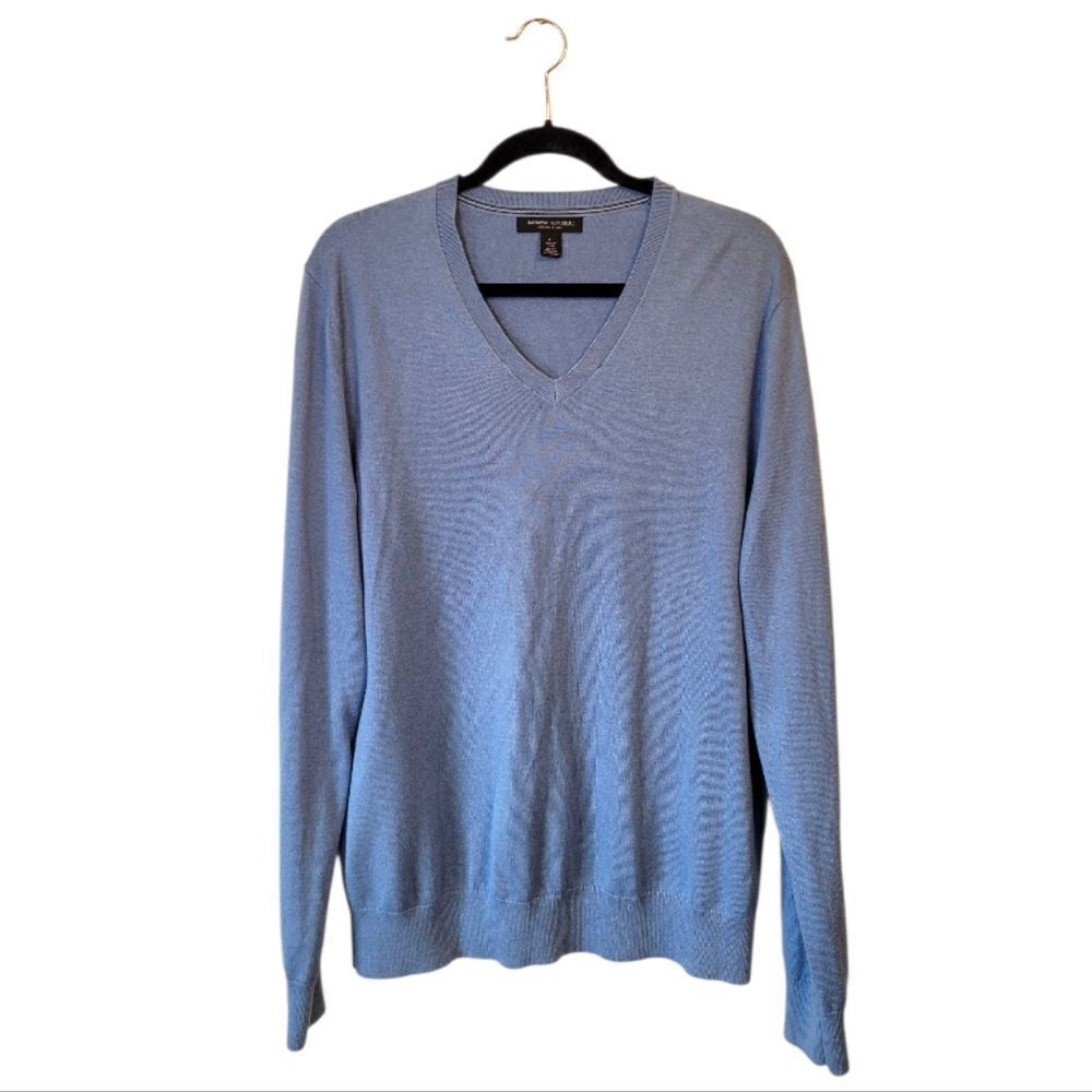 Banana Republic Men's Light Blue Luxury Blend V Neck Sweater Size L